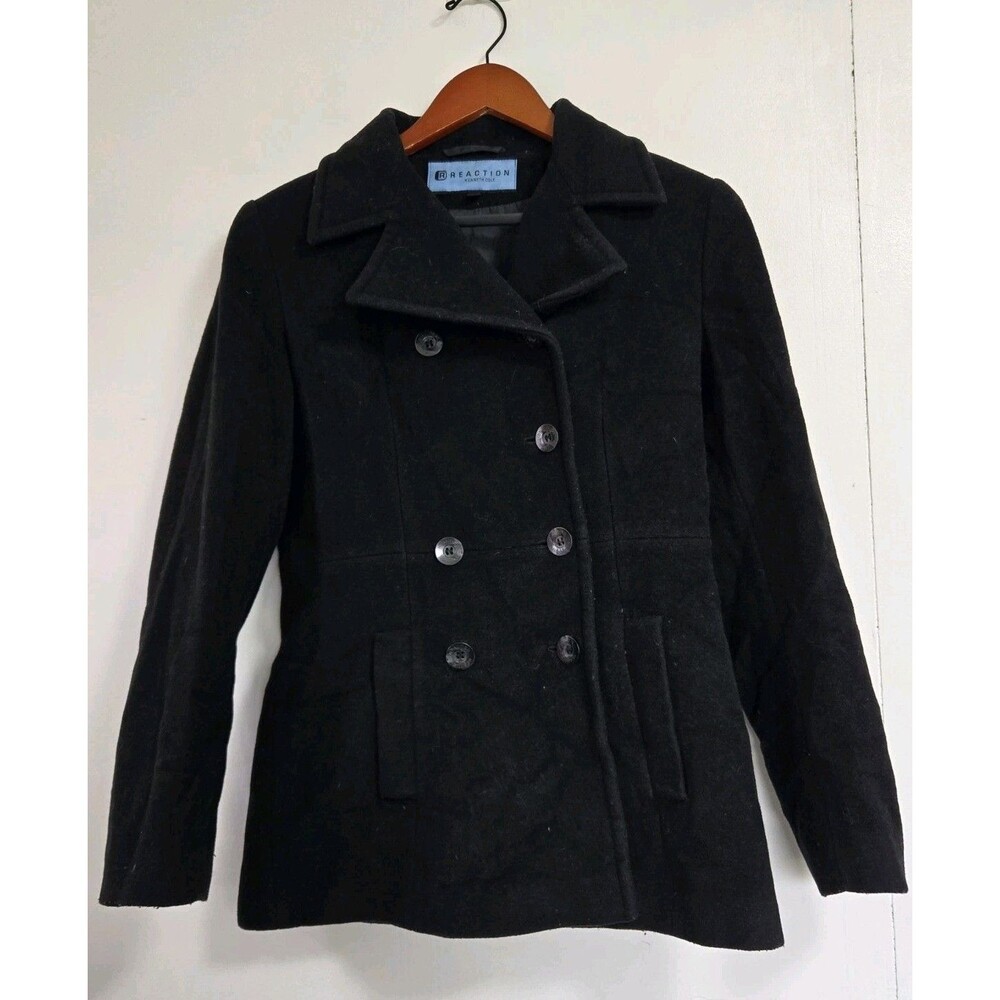 VTG Kenneth‎ Cole Reaction Coat Womens 4 Black 100% Wool Old Money Winter Classy
